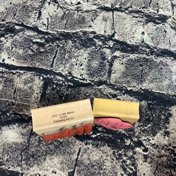 Embossing Arts Easter Sentiment Decorated Bunny Eggs Rubber Stamp Wood - Picture 5 of 8